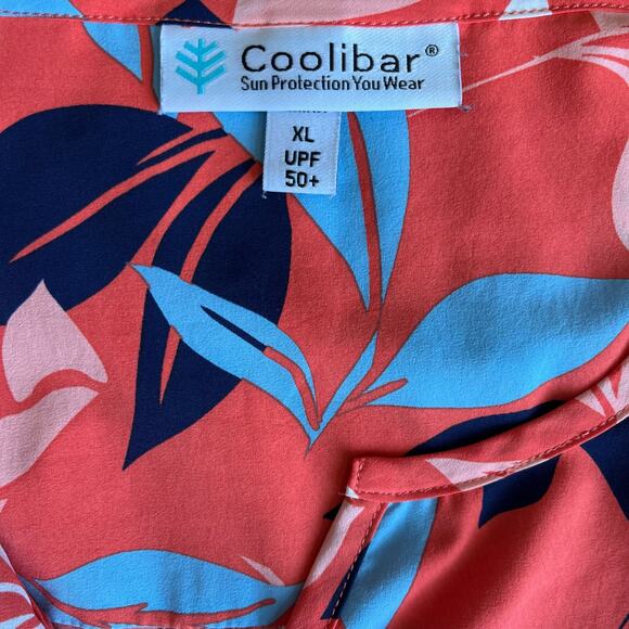 Coolibar Top Tunic Coverup Size XL Orange Tropical UPF50 Sun Protection - Picture 12 of 14